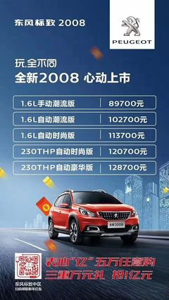 东风2008标致价格,东风标致2021款2008最新价位