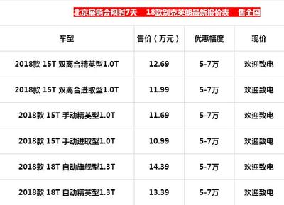 别克全部车型报价,别克车型及报价