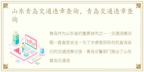 山东交通违章查询系统,山东交通违章查询官网