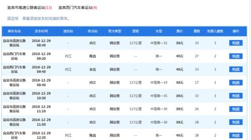 宜宾至简阳汽车票多少